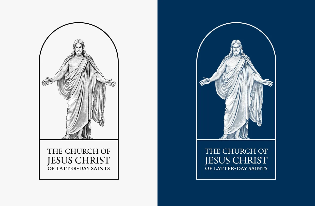 Official symbol of The Church of Jesus Christ of Latter-day Saints - featuring the Christus statue and cornerstone